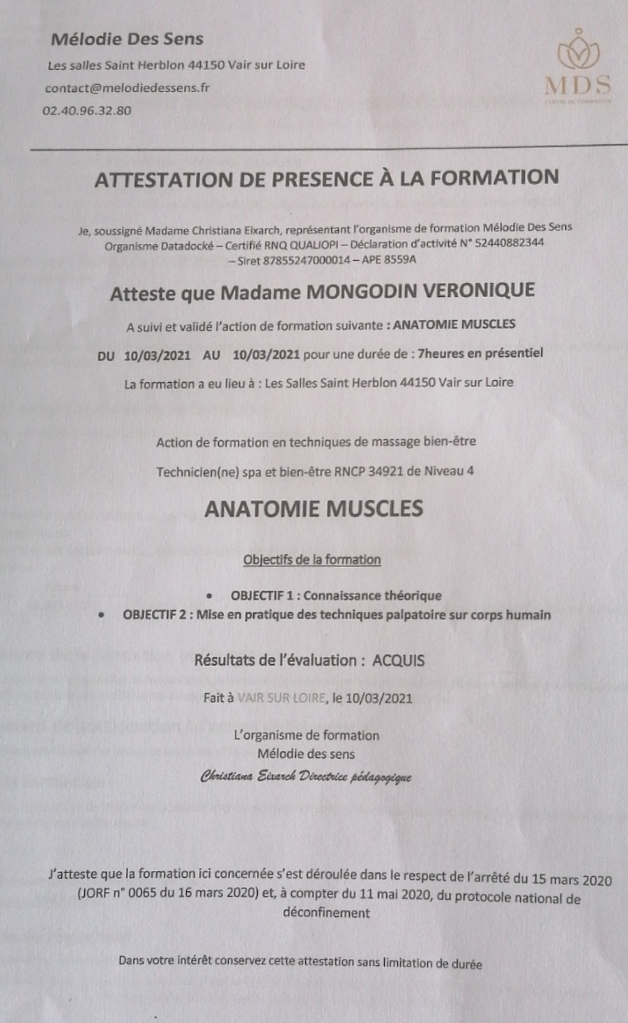 You are currently viewing Attestation de Formation Anatomie Muscles